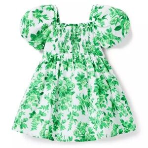 Janie and Jack Green Floral Puff Sleeve Dress